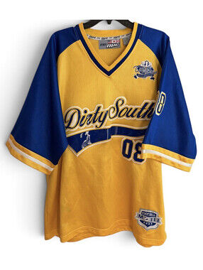 Y2K Hip-Hop Streetwear 212 NYC Men's XL Dirty South 08 Yellow/Blue Jersey